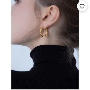 22mm 18K Gold Plated Chunky Hoop Earrings